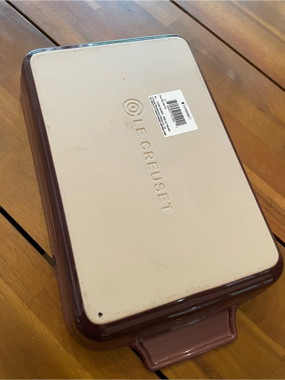 Le Creuset stoneware baking dish in fig
